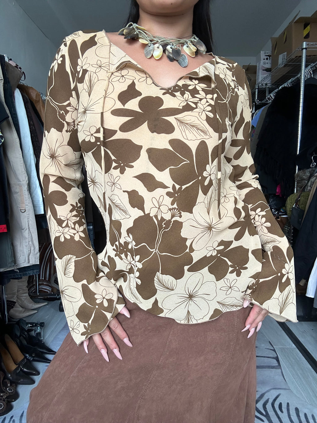 Blouse with floral prints