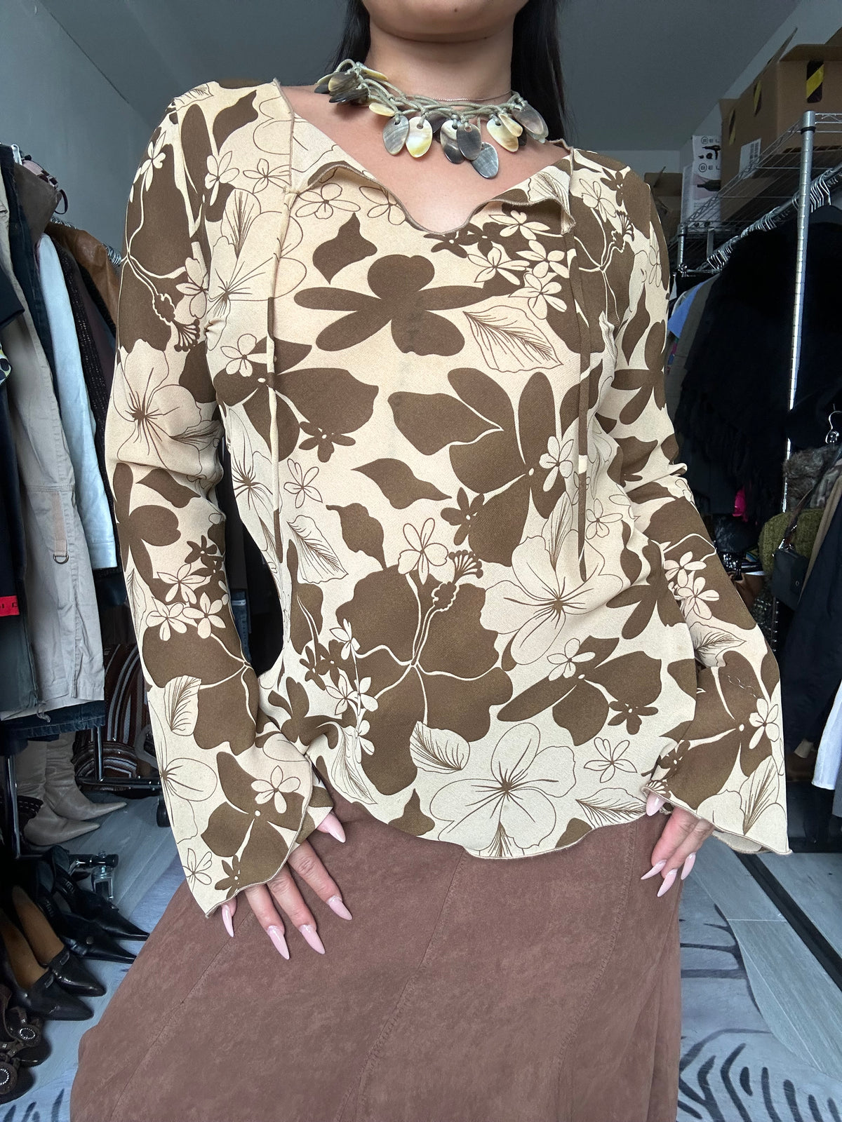 Blouse with floral prints