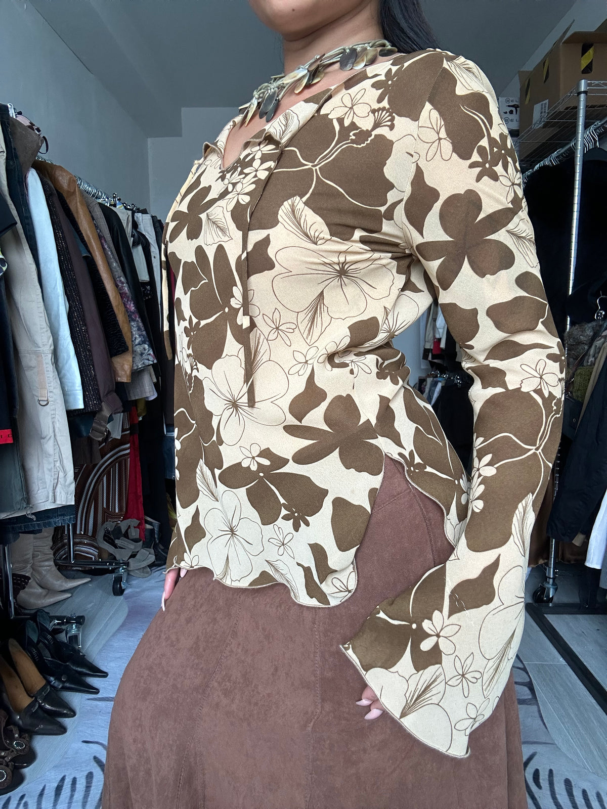 Blouse with floral prints