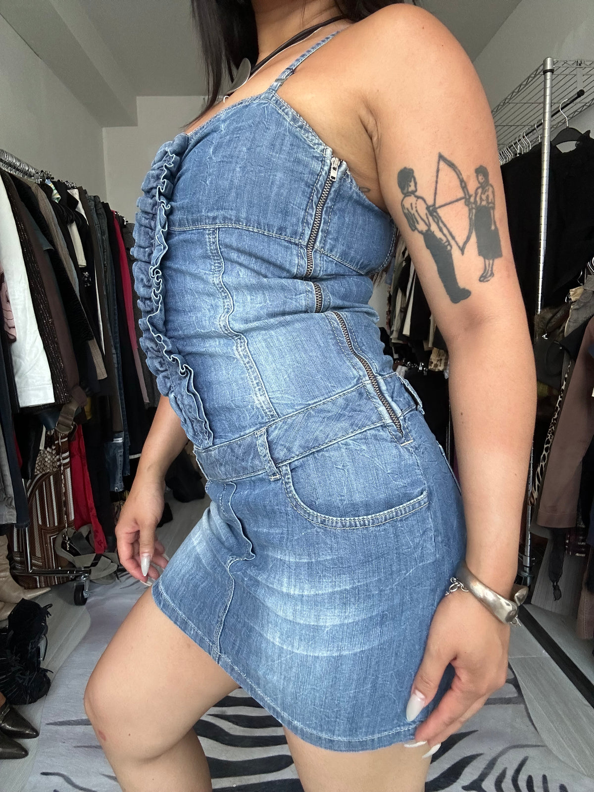Denim midi dress