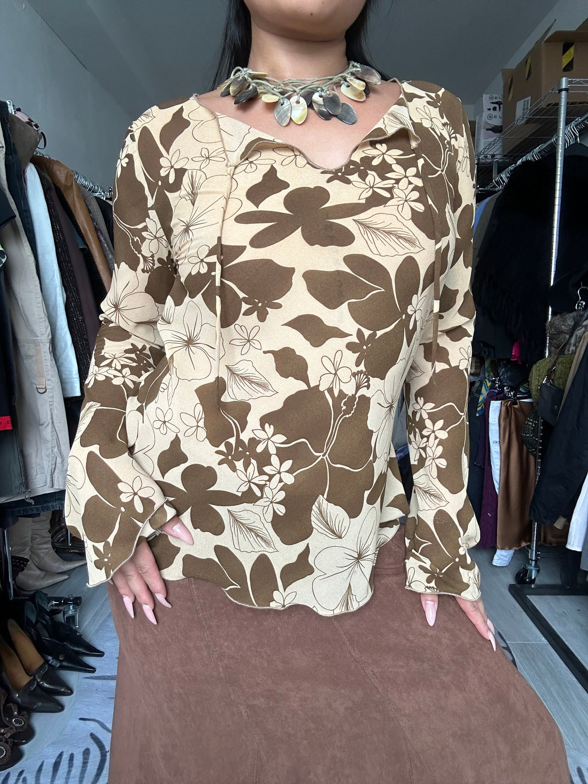 Blouse with floral prints