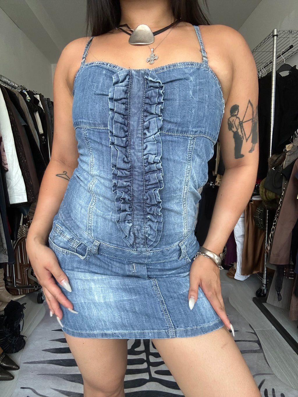 Denim midi dress
