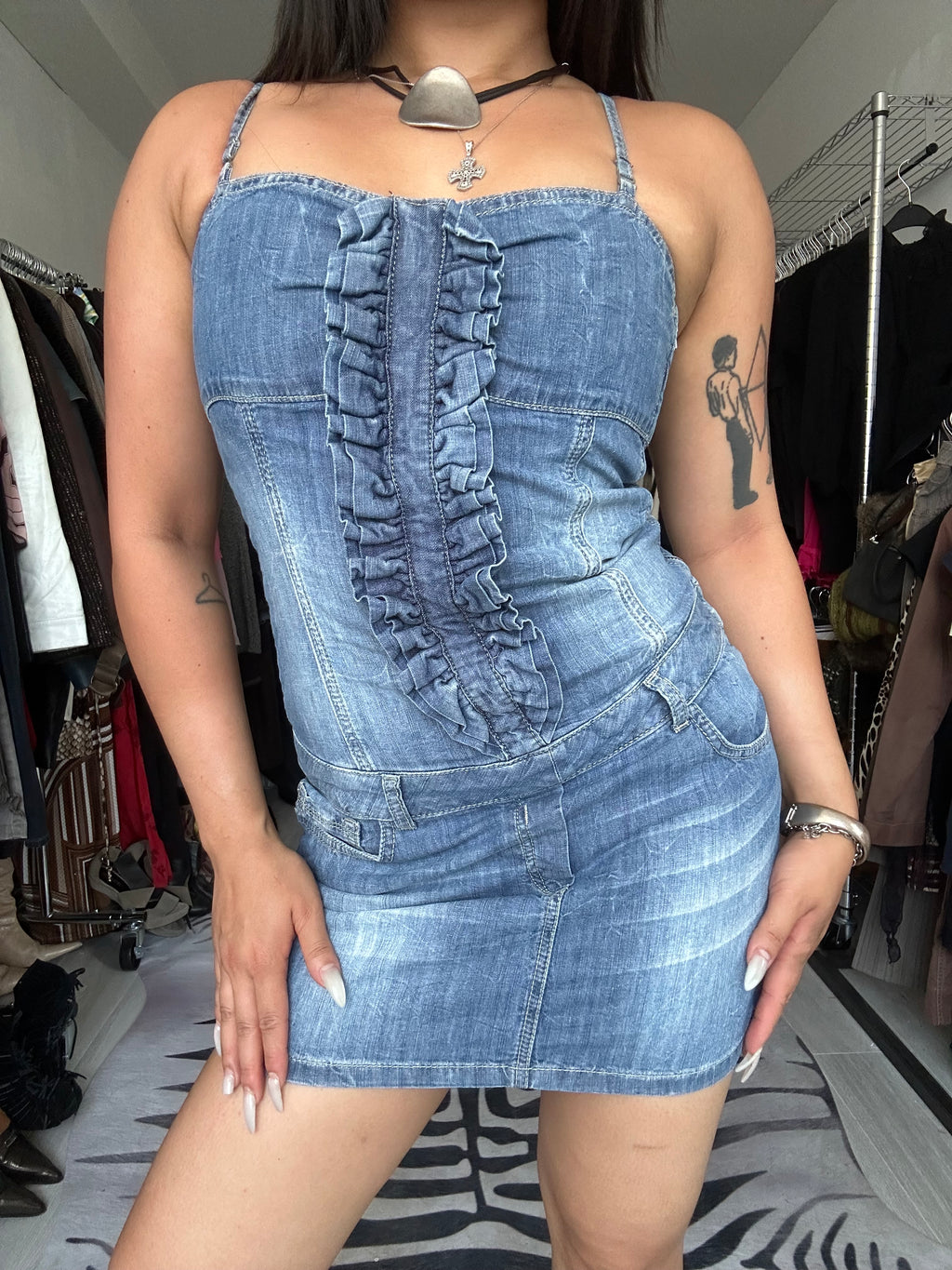 Denim midi dress