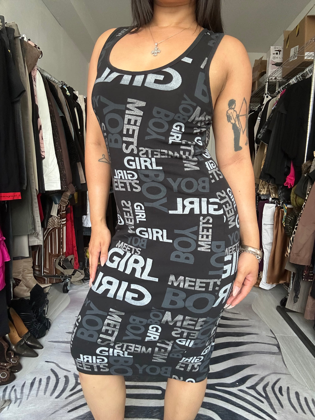Midi dress with prints