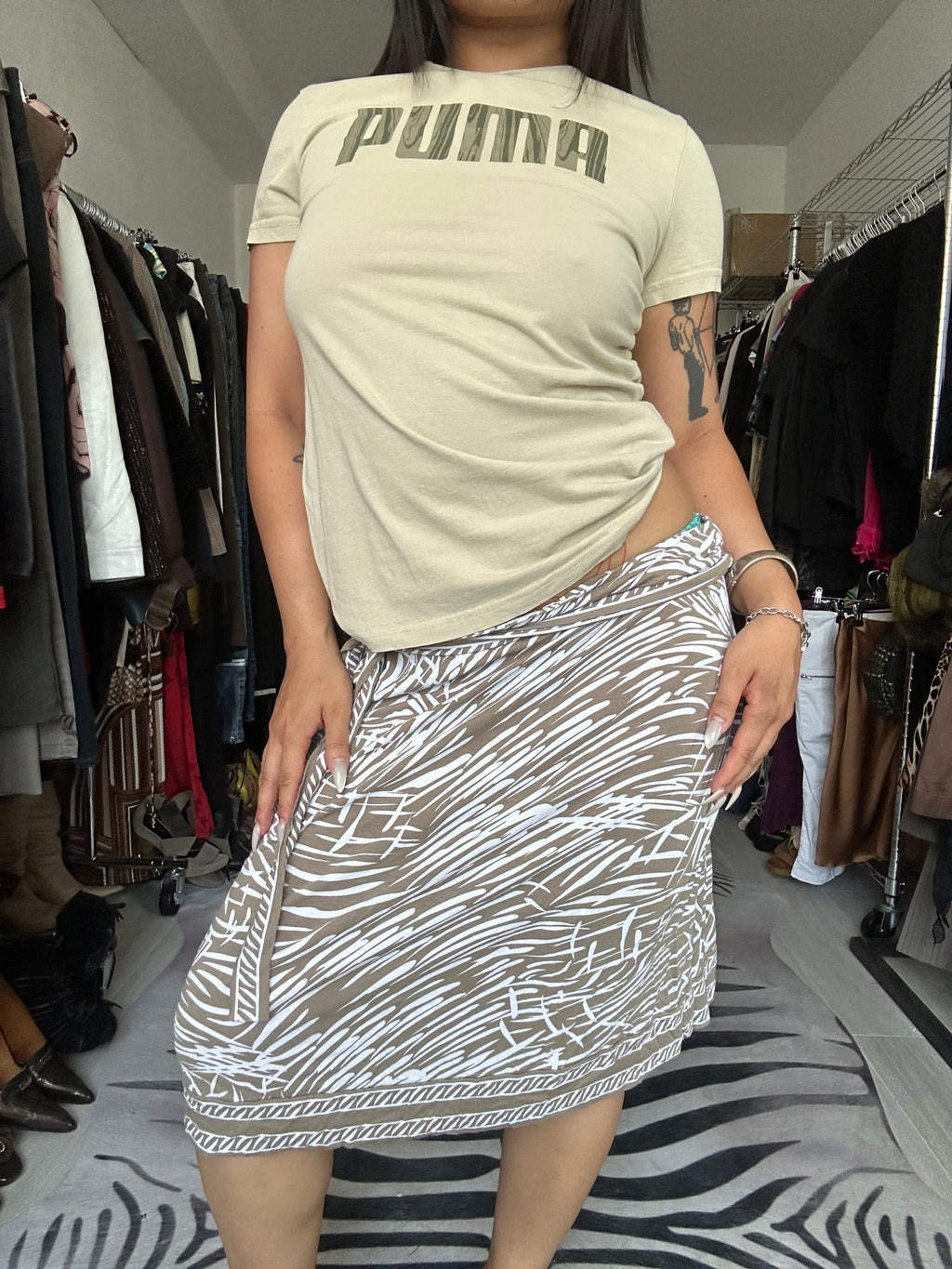 Midi skirt with prints