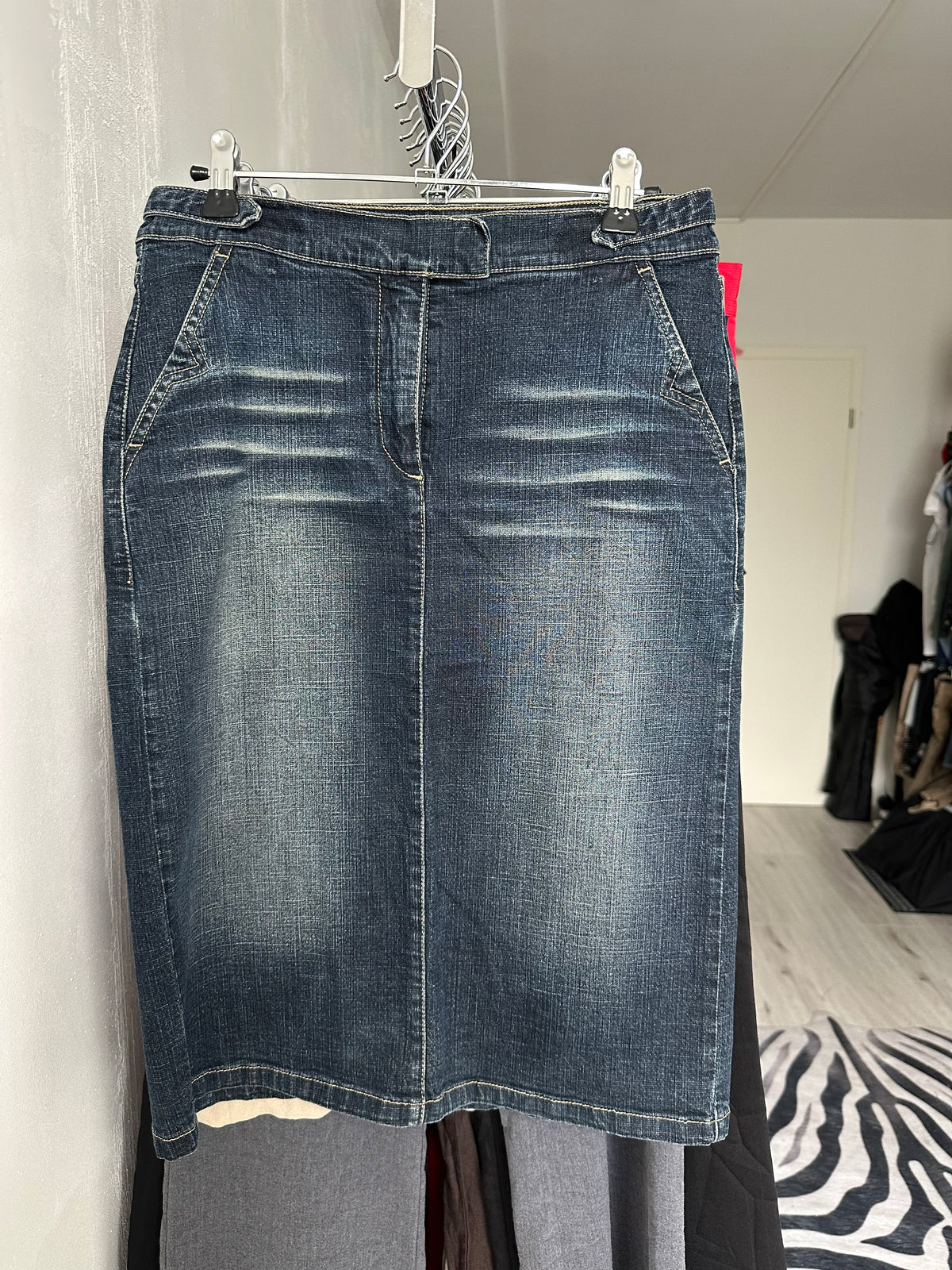 Denim midi skirt