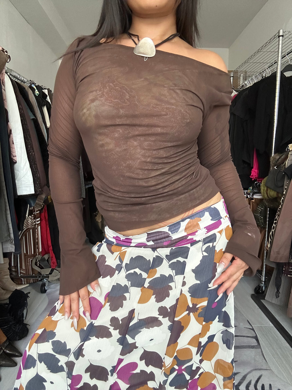 Mesh longsleeve blouse