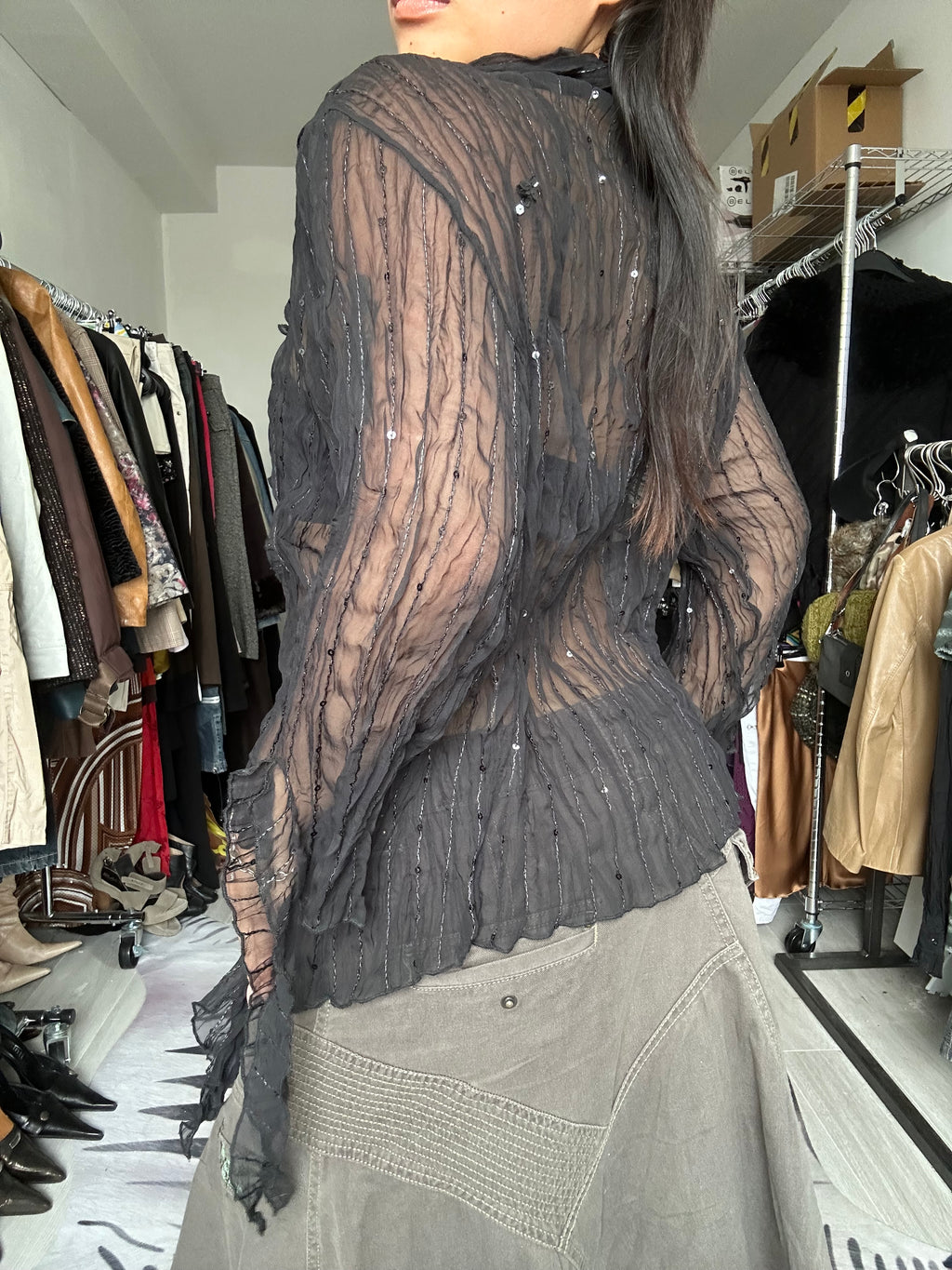 See-through blouse with sequin