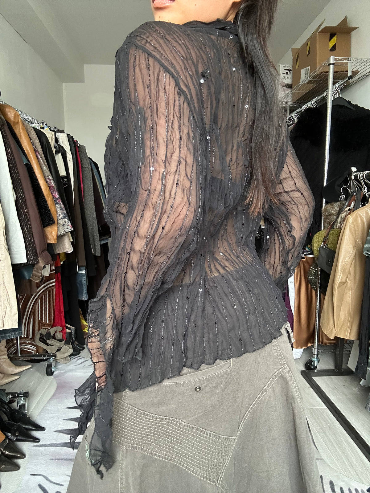 See-through blouse with sequin