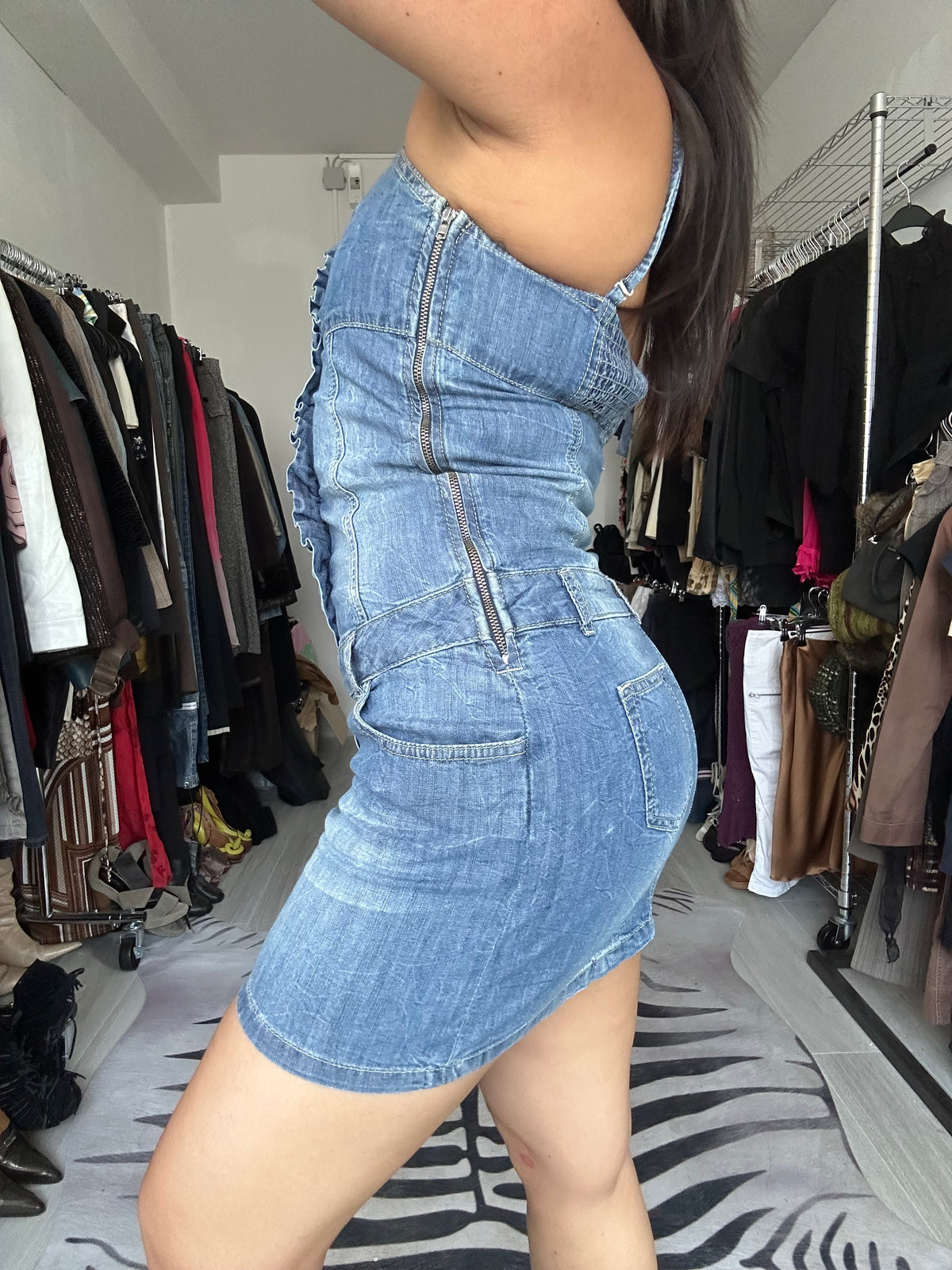 Denim midi dress