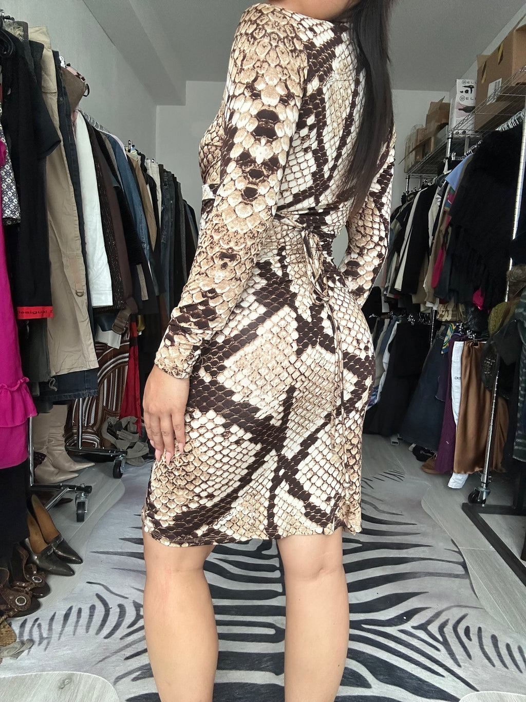 Vintage Roberto Cavalli midi dress with animal print
