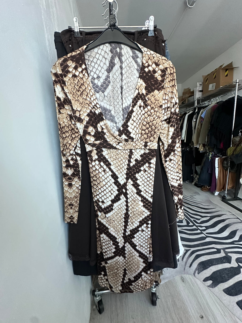Vintage Roberto Cavalli midi dress with animal print